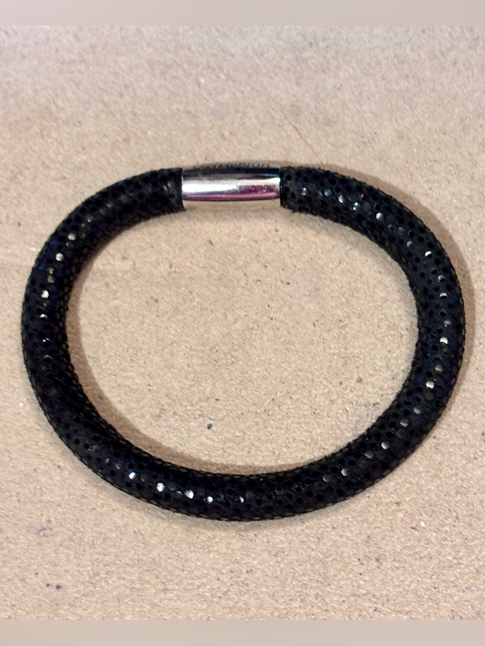 🆕 Brighton Single Sparkle Black Woodstock bracelet Leather Holds beads Retired